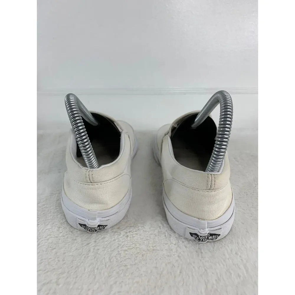 Vans Youth Classic Slip-On Sneakers White Canvas Shoes Size 3 | EU 34